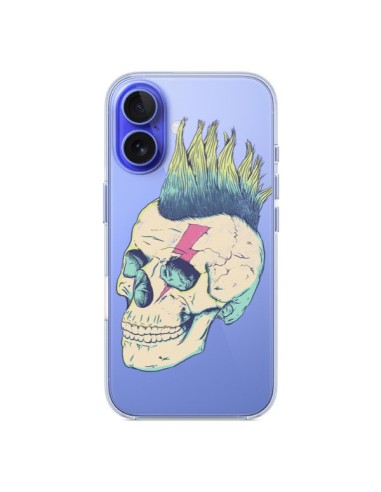 Coque iPhone 16 Tête de Mort Crane Punk Transparente - Victor Vercesi