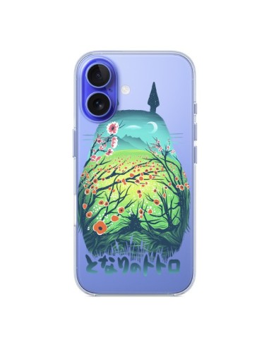 Coque iPhone 16 Totoro Manga Flower Transparente - Victor Vercesi