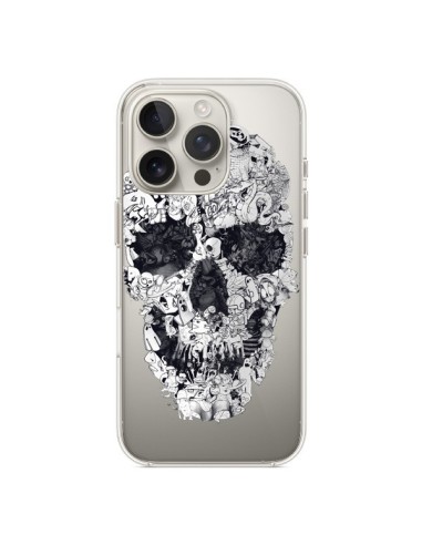 Coque iPhone 16 Pro Doodle Skull Dessin Tête de Mort Transparente - Ali Gulec