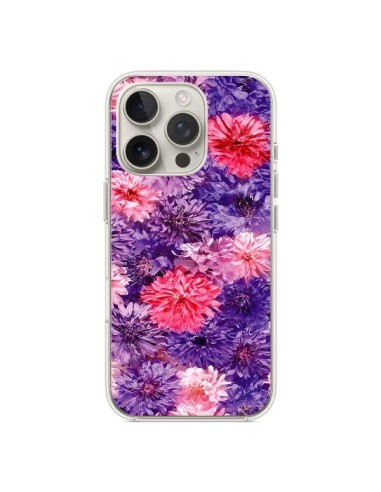 Coque iPhone 16 Pro Fleurs Violettes Flower Storm - Asano Yamazaki