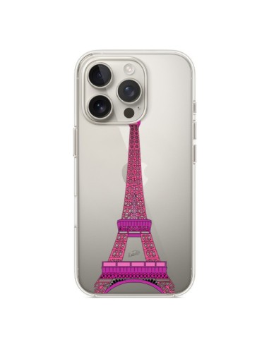 Coque iPhone 16 Pro Tour Eiffel Rose Paris Transparente - Asano Yamazaki