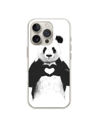 Coque iPhone 16 Pro Panda Amour All you need is love - Balazs Solti