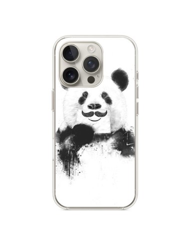 Coque iPhone 16 Pro Funny Panda Moustache Movember - Balazs Solti