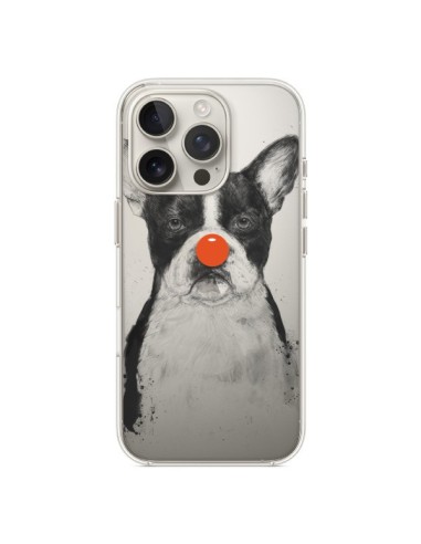 Coque iPhone 16 Pro Clown Bulldog Dog Chien Transparente - Balazs Solti