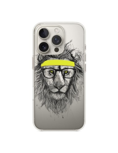 Coque iPhone 16 Pro Hipster Lion Transparente - Balazs Solti