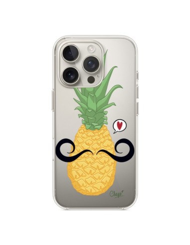 Coque iPhone 16 Pro Ananas Moustache Transparente - Chapo