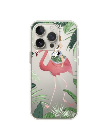 Coque iPhone 16 Pro Lolo Love Flamant Rose Chien Transparente - Chapo