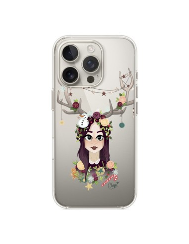 Coque iPhone 16 Pro Christmas Girl Femme Noel Bois Cerf Transparente - Chapo