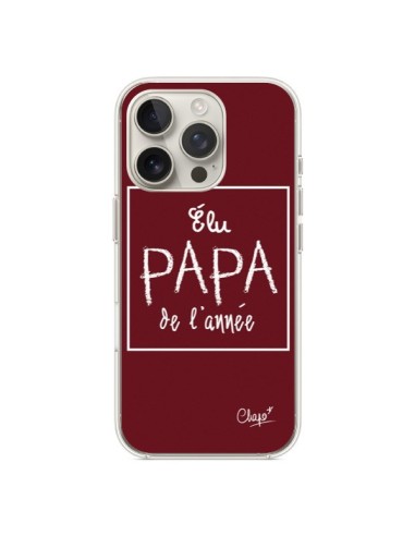 Coque iPhone 16 Pro Elu Papa de l'Année Rouge Bordeaux - Chapo