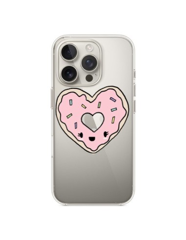 Coque iPhone 16 Pro Donuts Heart Coeur Rose Transparente - Claudia Ramos