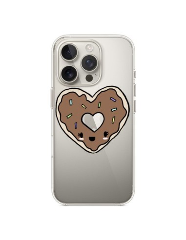 Coque iPhone 16 Pro Donuts Heart Coeur Chocolat Transparente - Claudia Ramos