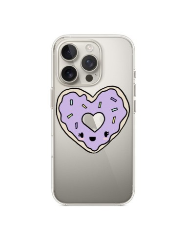 Coque iPhone 16 Pro Donuts Heart Coeur Violet Transparente - Claudia Ramos