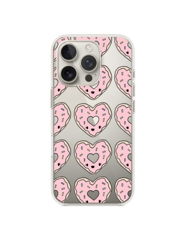 Coque iPhone 16 Pro Donuts Heart Coeur Rose Pink Transparente - Claudia Ramos