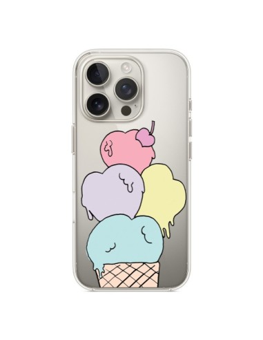 Coque iPhone 16 Pro Ice Cream Glace Summer Ete Coeur Transparente - Claudia Ramos