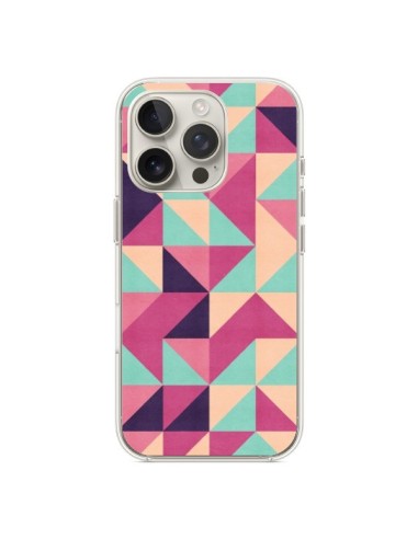 Cover iPhone 16 Pro Azteque Triangolo Rosa Verde - Eleaxart