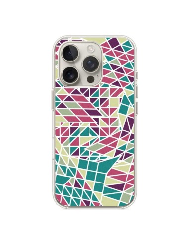 Coque iPhone 16 Pro Azteque Triangles Vert Violet - Eleaxart