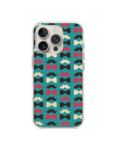 Coque iPhone 16 Pro Hipster Moustache Noeud Papillon - Eleaxart