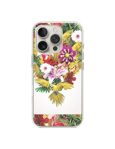 Coque iPhone 16 Pro Parrot Floral Perroquet Fleurs - Eleaxart