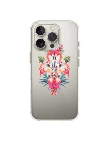 Coque iPhone 16 Pro Tropicales Flamingos Tropical Flamant Rose Summer Ete - Eleaxart