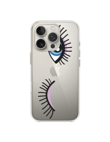 Coque iPhone 16 Pro Eyes Oeil Yeux Bleus Transparente - Léa Clément