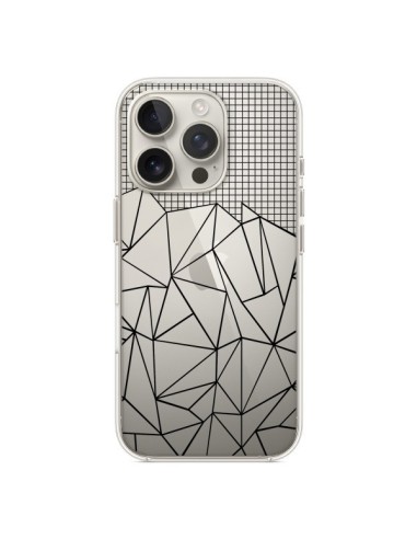 Coque iPhone 16 Pro Lignes Grille Grid Abstract Noir Transparente - Project M