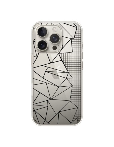 Coque iPhone 16 Pro Lignes Grilles Side Grid Abstract Noir Transparente - Project M