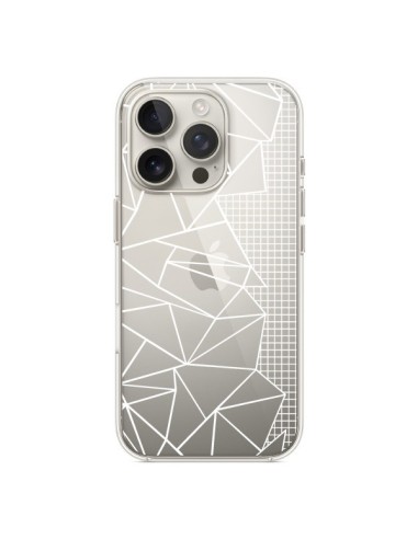 Coque iPhone 16 Pro Lignes Grilles Side Grid Abstract Blanc Transparente - Project M