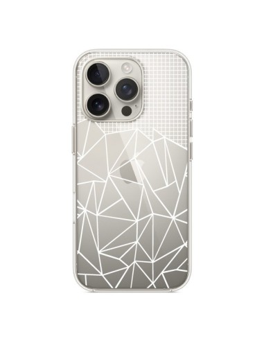 Coque iPhone 16 Pro Lignes Grilles Grid Abstract Blanc Transparente - Project M