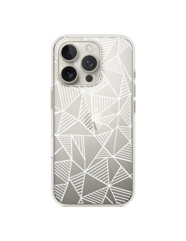 Coque iPhone 16 Pro Lignes Grilles Triangles Grid Abstract Blanc Transparente - Project M