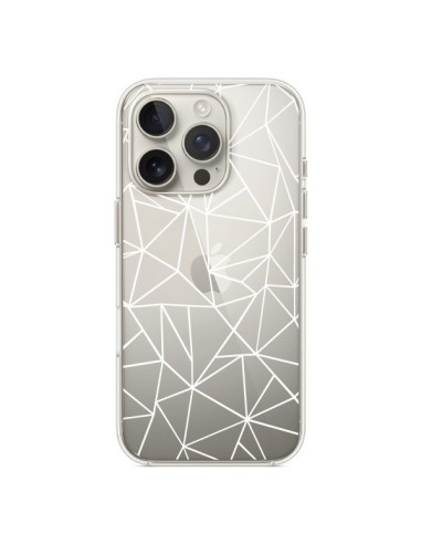 Coque iPhone 16 Pro Lignes Triangles Grid Abstract Blanc Transparente - Project M