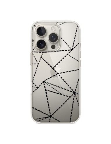 Coque iPhone 16 Pro Lignes Points Abstract Noir Transparente - Project M