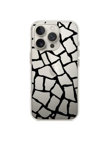 Coque iPhone 16 Pro Girafe Mosaïque Noir Transparente - Project M