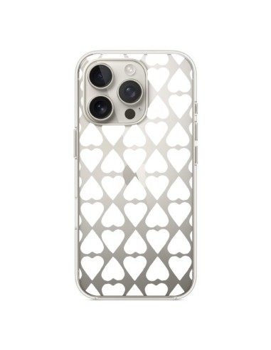 Coque iPhone 16 Pro Coeurs Heart Blanc Transparente - Project M