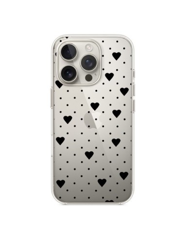 Cover iPhone 16 Pro Punti Cuori Nero Trasparente - Project M