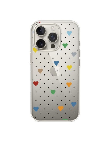 Cover iPhone 16 Pro Punti Cuori Colorato Trasparente - Project M