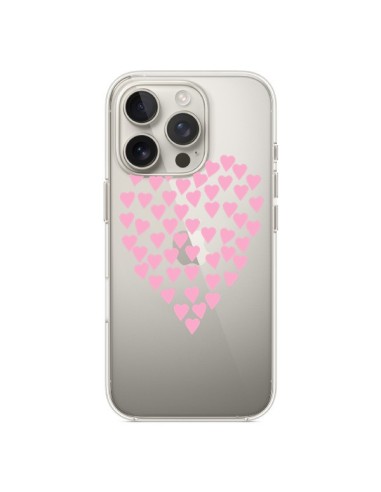 Coque iPhone 16 Pro Coeurs Heart Love Rose Pink Transparente - Project M