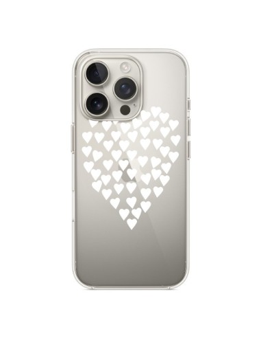 Coque iPhone 16 Pro Coeurs Heart Love Blanc Transparente - Project M