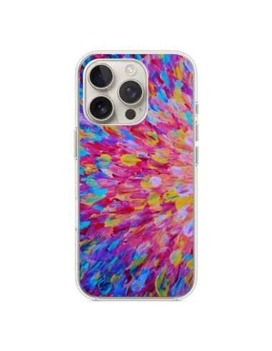 Coque iPhone 16 Pro Fleurs Bleues Roses Splash - Ebi Emporium