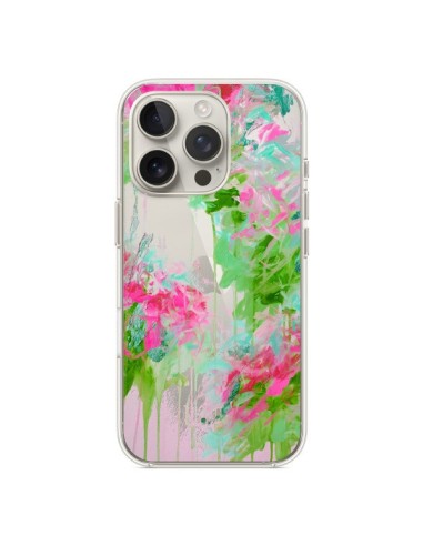 Coque iPhone 16 Pro Fleur Flower Rose Vert Transparente - Ebi Emporium