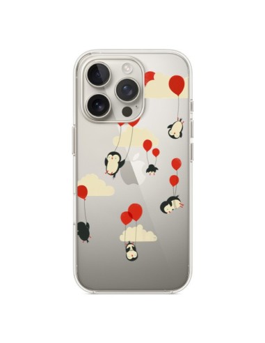 Coque iPhone 16 Pro Pingouin Ciel Ballons Transparente - Jay Fleck