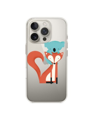 Coque iPhone 16 Pro Renard et Koala Love Transparente - Jay Fleck