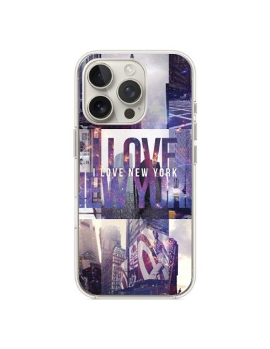 Coque iPhone 16 Pro I love New Yorck City violet - Javier Martinez