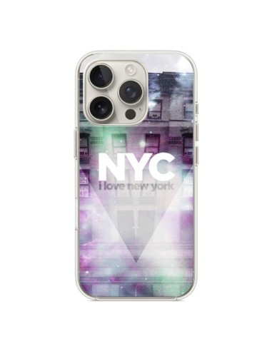 Coque iPhone 16 Pro I Love New York City Violet Vert - Javier Martinez