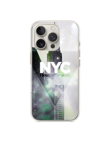 Coque iPhone 16 Pro I Love New York City Gris Violet Vert - Javier Martinez