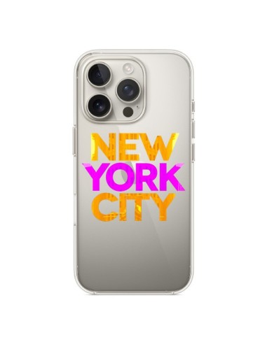 Coque iPhone 16 Pro New York City NYC Orange Rose Transparente - Javier Martinez