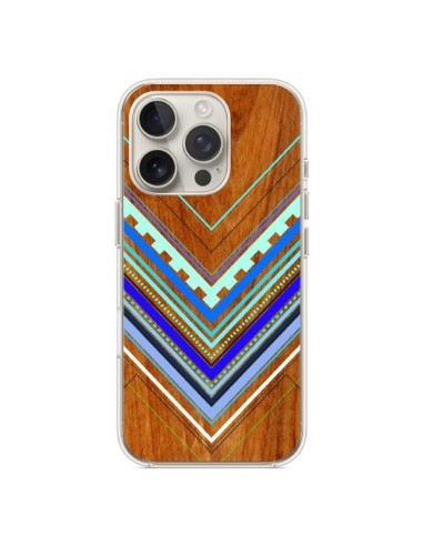 Coque iPhone 16 Pro Azteque Arbutus Blue Bois Aztec Tribal - Jenny Mhairi