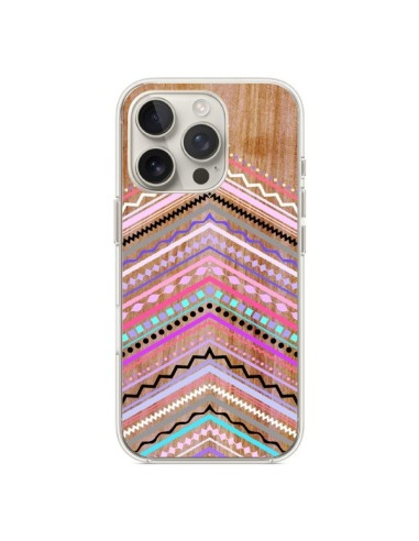 Coque iPhone 16 Pro Purple Chevron Wild Wood Bois Azteque Aztec Tribal - Jenny Mhairi