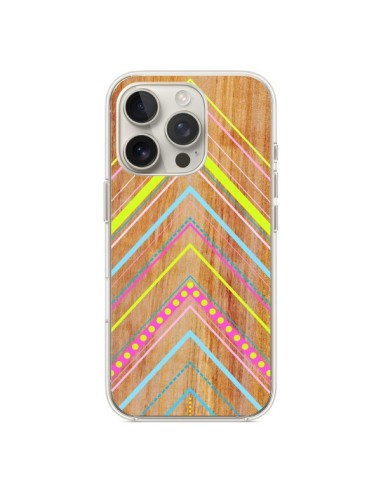 Coque iPhone 16 Pro Wooden Chevron Pink Bois Azteque Aztec Tribal - Jenny Mhairi