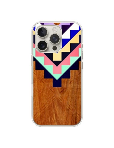 Coque iPhone 16 Pro Wooden Tribal Bois Azteque Aztec Tribal - Jenny Mhairi