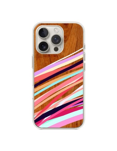 Coque iPhone 16 Pro Wooden Waves Coral Bois Azteque Aztec Tribal - Jenny Mhairi